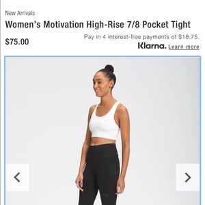 North face high rise 7/8 length leggings